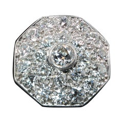 Edwardian Platinum & 14K Octagonal Old Cut Diamond Engagement Ring