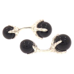 Boutons de manchette en argent sterling Onyx fabriqués à la main en Italie