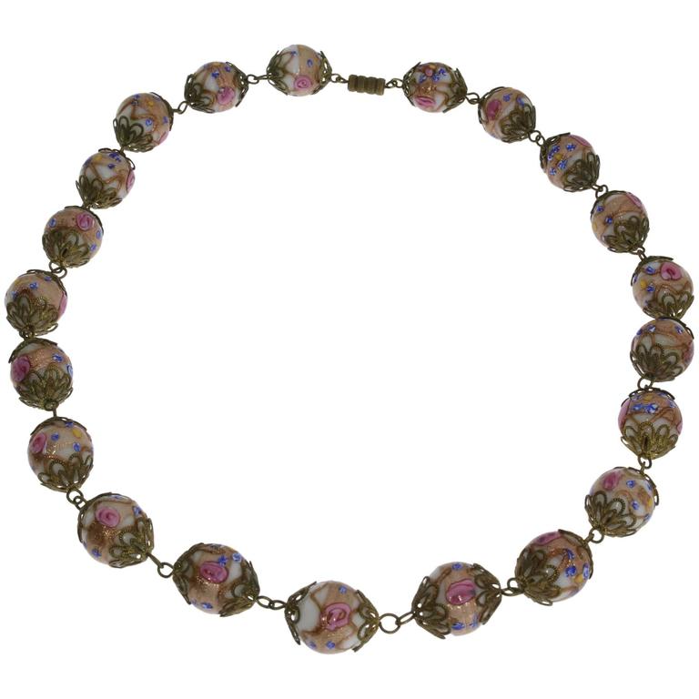 Rare Colourful Glass Bead Necklace For Sale at 1stdibs