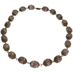 Vintage Rare Colorful Venetian Glass Bead Necklace