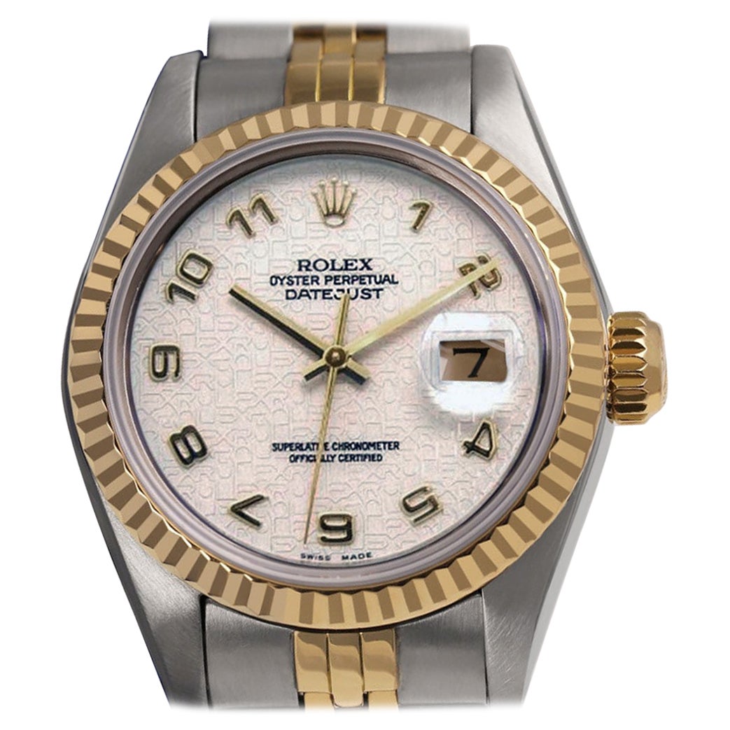 Rolex Lady-Datejust Cream Arabic Jubilee Dial Two Tone Watch 69173