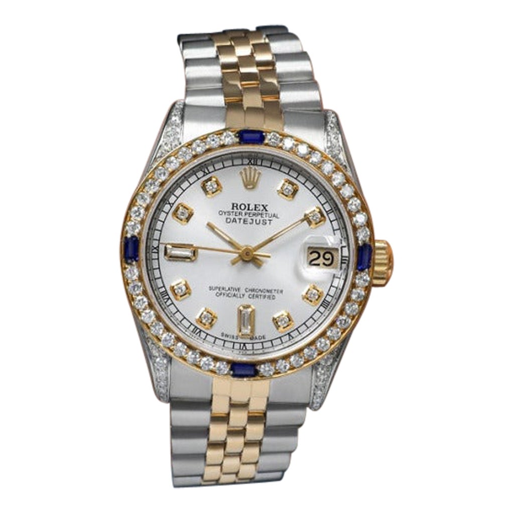 Rolex 31mm Datejust Two Tone Jubilee Silver Dial Diamond Accent Watch 68273 For Sale