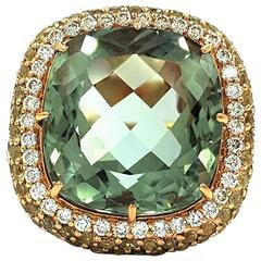 14 Carat Gorgeous Kunzite Diamond Gold Ring