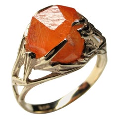 Garnet Ring Gold Raw Crystal Unisex Statement Ring