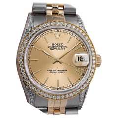 Rolex Datejust Champagne Index Dial Automatic Diamond Wrist Watch Two Tone Watch