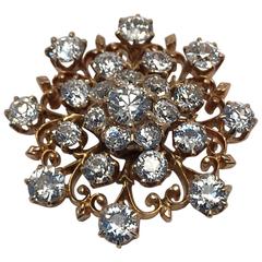 Antique 1900s Diamond Gold Starburst Pendant