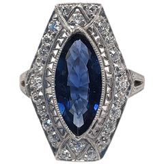 1930s Art Deco Sapphire Diamond Platinum Ring