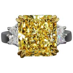 3.81 Carat GIA Cert Radiant Diamond Platinum Ring 2