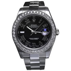 Rolex Datejust II Edelstahl-Uhr, maßgefertigte Diamant-Lünette 116300