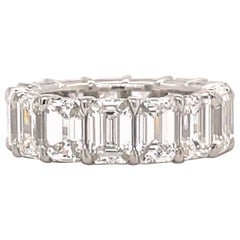 All GIA Certified Emerald Cut Diamond Eternity Ring 10.68 CT D-F FL-VS2 Platinum