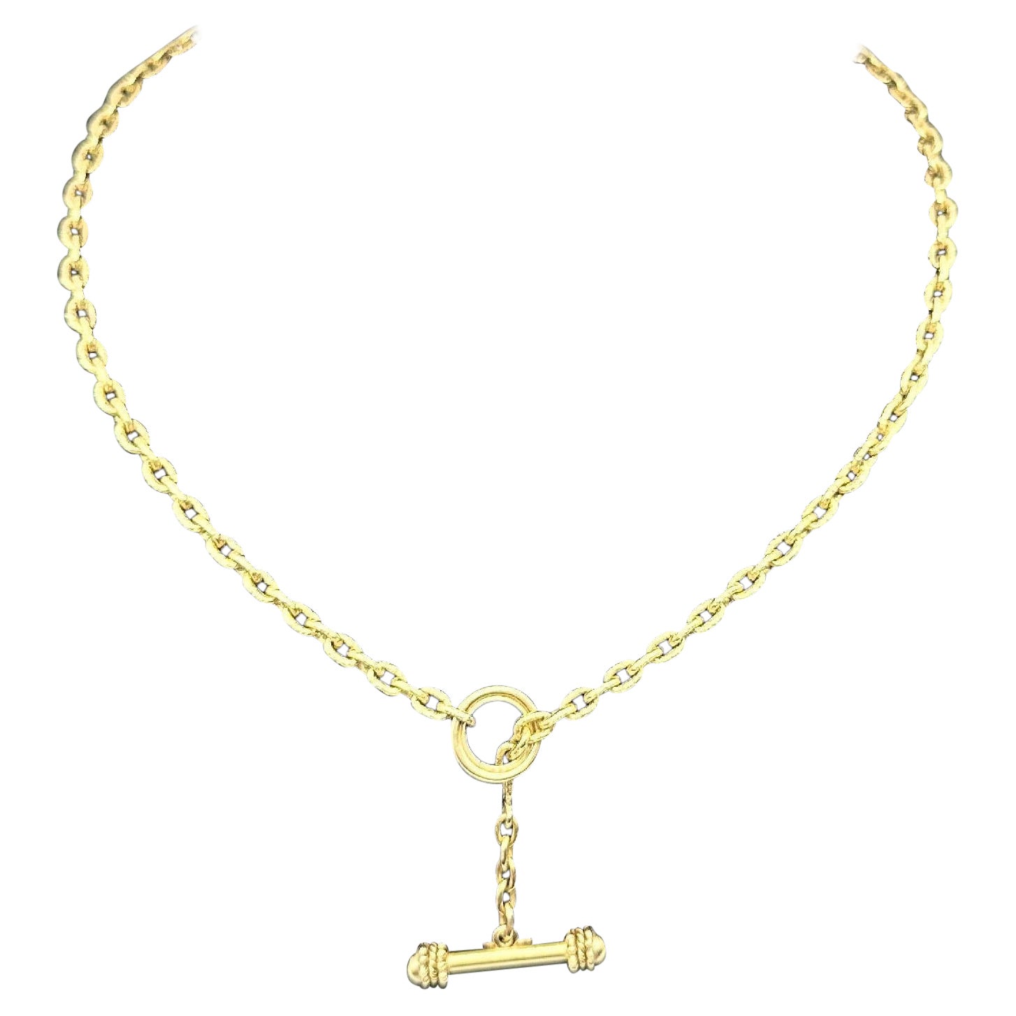 Elizabeth Locke Orvieta Hammered Gold Oval Link Necklace 19k Yg