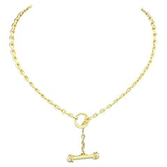 Elizabeth Locke Orvieta Hammered Gold Oval Link Necklace 19k Yg
