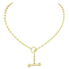 Retro Elizabeth Locke Orvieta Hammered Gold Oval Link Necklace 19k Yg