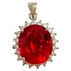 New African If 17 Ct Raspberry Topaz and White Sapphire Sterling Pendant