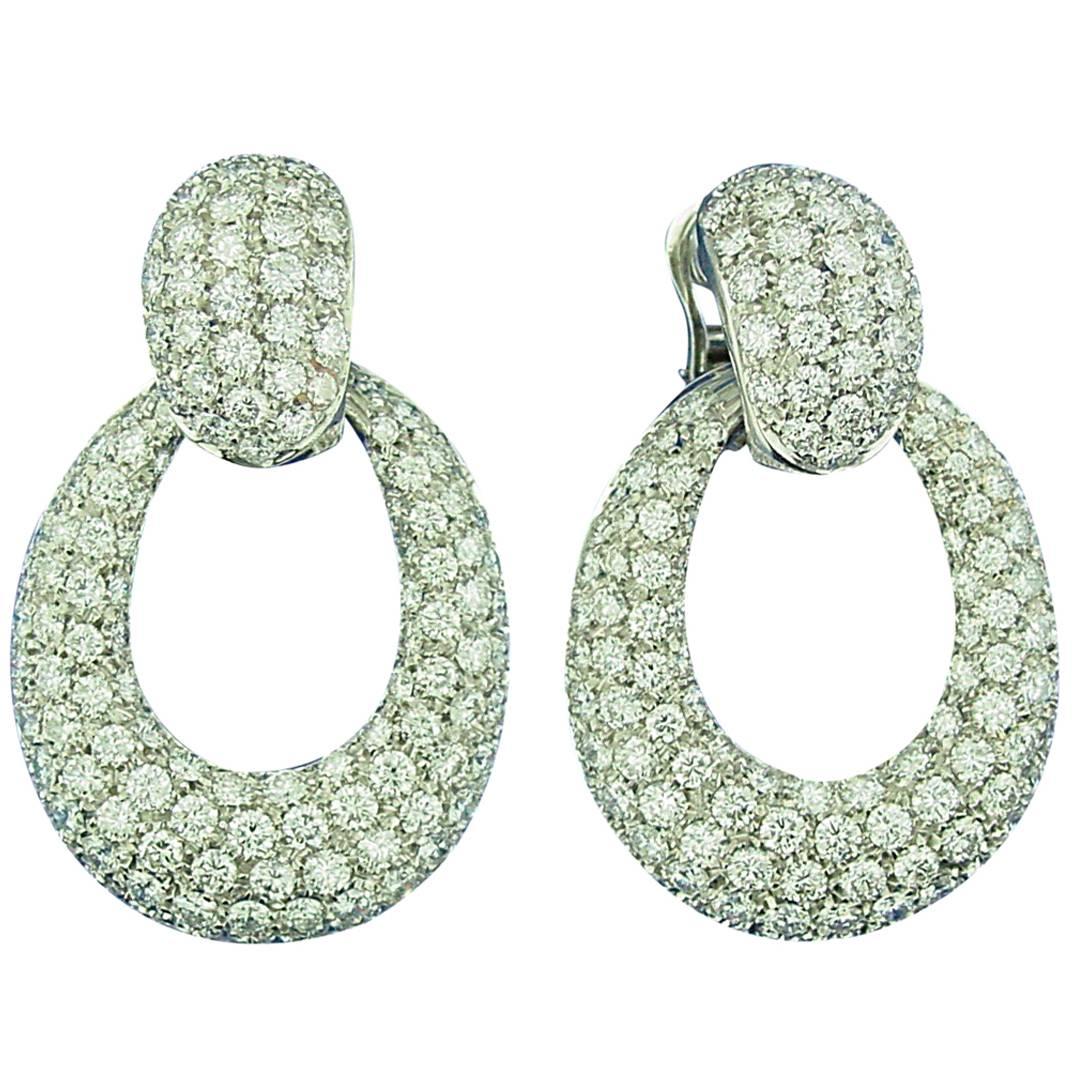 Pave Diamond Gold Earrings For Sale