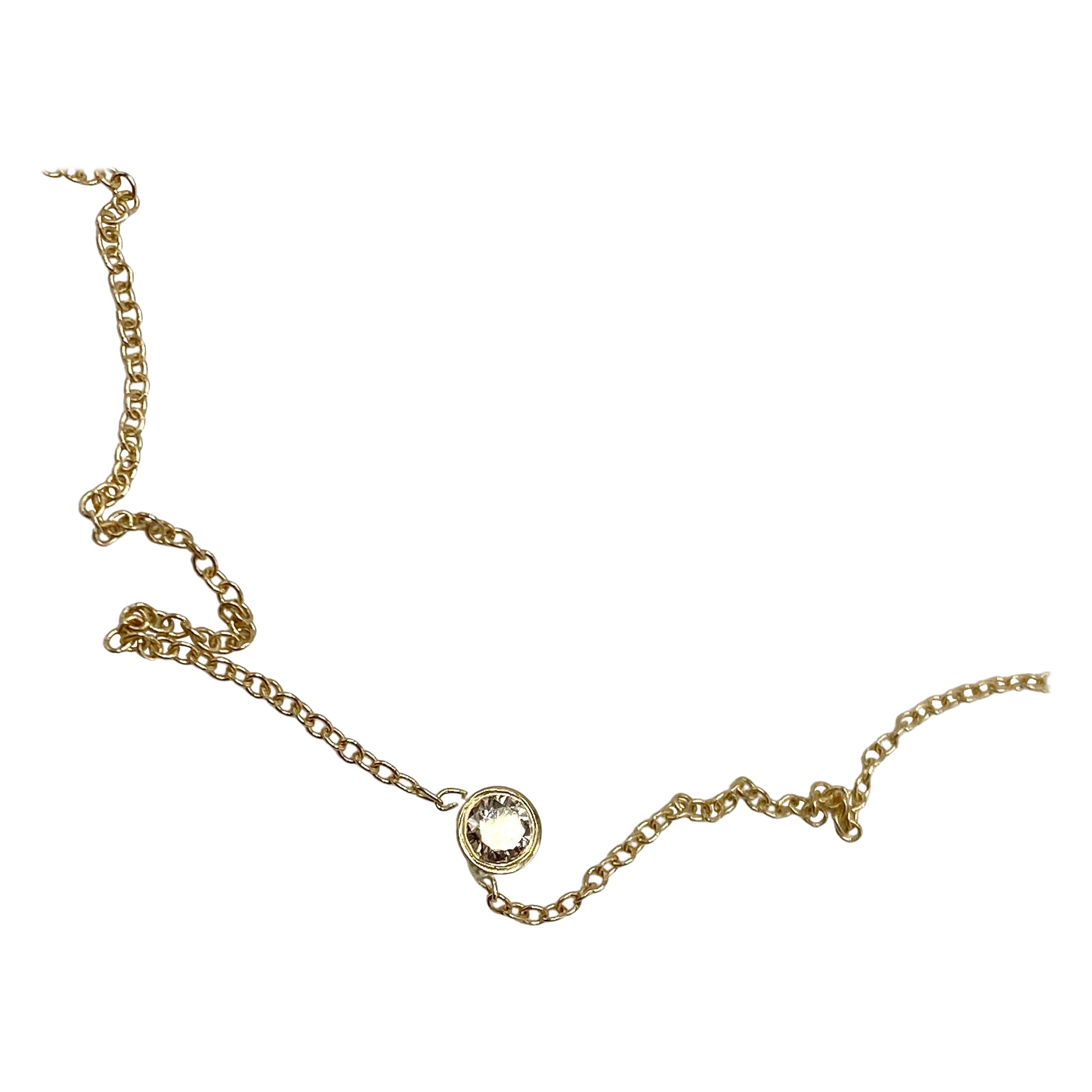 Weiße Diamant-Halskette mit runden Zacken aus Gold J Dauphin