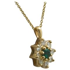 Emerald Diamond Gold Pendant
