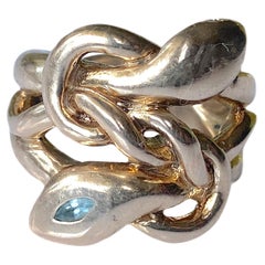 Aquamarine Emerald Ruby Snake Ring Gold Vermeil Cocktail Ring J Dauphin
