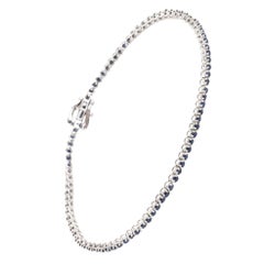 Natural IGI Certified 1.50 Carat Blue Sapphire 18K White Gold Chain Bracelet