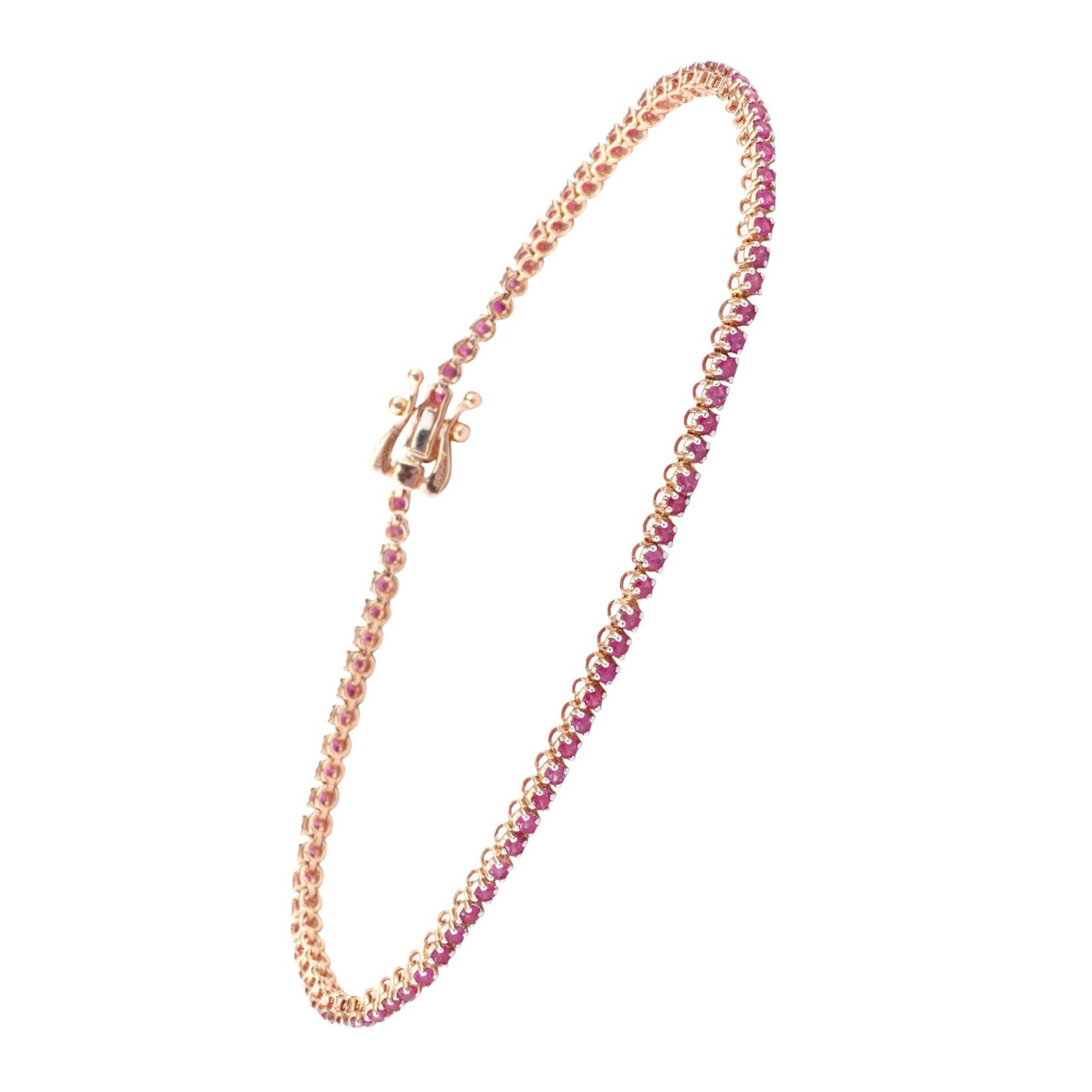 IGI Certified 1.60 Carat Natural Ruby Gemstone 18K Rose Gold Chain Bracelet