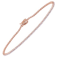 IGI Certified 1.249 Carat Clear Moissanite Diamond 18K Rose Gold Chain Bracelet