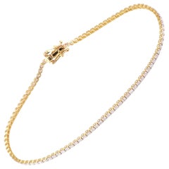 IGI Certified 1.374 Carat Natural Clear Diamond 18K Yellow Gold Chain Bracelet