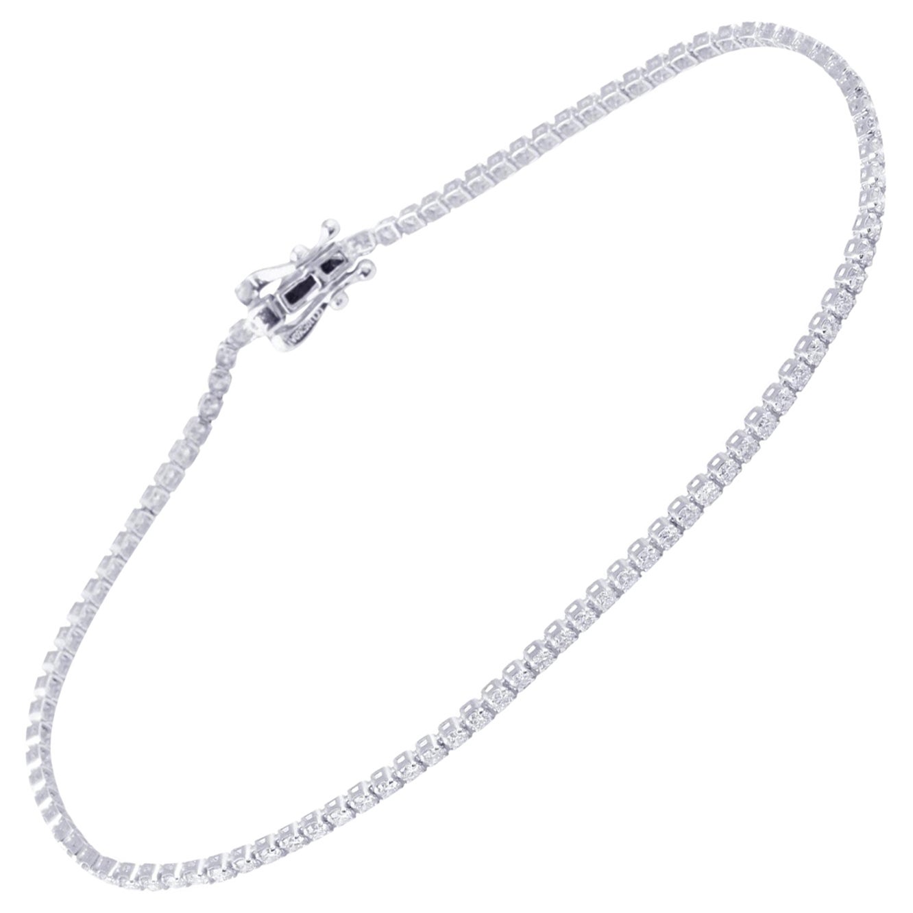 IGI Certified 1.374 Carat Natural Clear Diamond 18K White Gold Chain Bracelet
