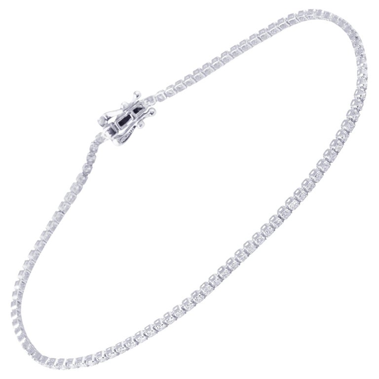 IGI Certified 1.374 Carat Natural Clear Diamond 18K White Gold Chain