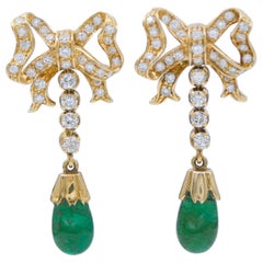Emeralds, Diamonds, 18 Karat Yellow Gold Retrò Earrings