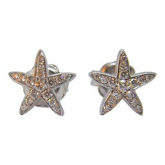 Diamond Star Earrings in 18 Karat White Gold