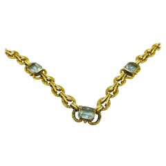 Noble 14k Gold Link Necklace with Aquarine