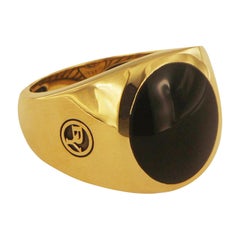 Vintage David Yurman Black Onyx Signet Men's Ring in 18 Karat Gold