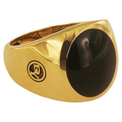 Used David Yurman Black Onyx Signet Men's Ring in 18 Karat Gold