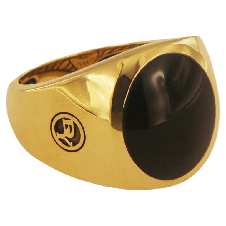 David Yurman Black Onyx Signet Men's Ring in 18 Karat Gold For Sale at ...