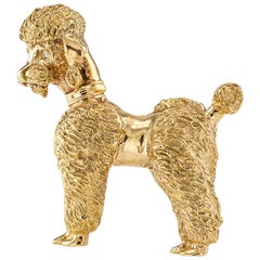 1950s Yellow Gold Poodle Brooch with Diamond Eyes