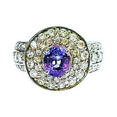 New African If 2 Ct Purple Blue Spinel & Sapphire Sterling Ring
