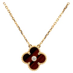 Van Cleef & Arpels Vintage Alhambra Bulls-Eye Diamond Rose Gold Pendant Necklace