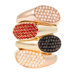 Garland Collection Gold and Diamond Encrusted Signet Ring, White Diamonds