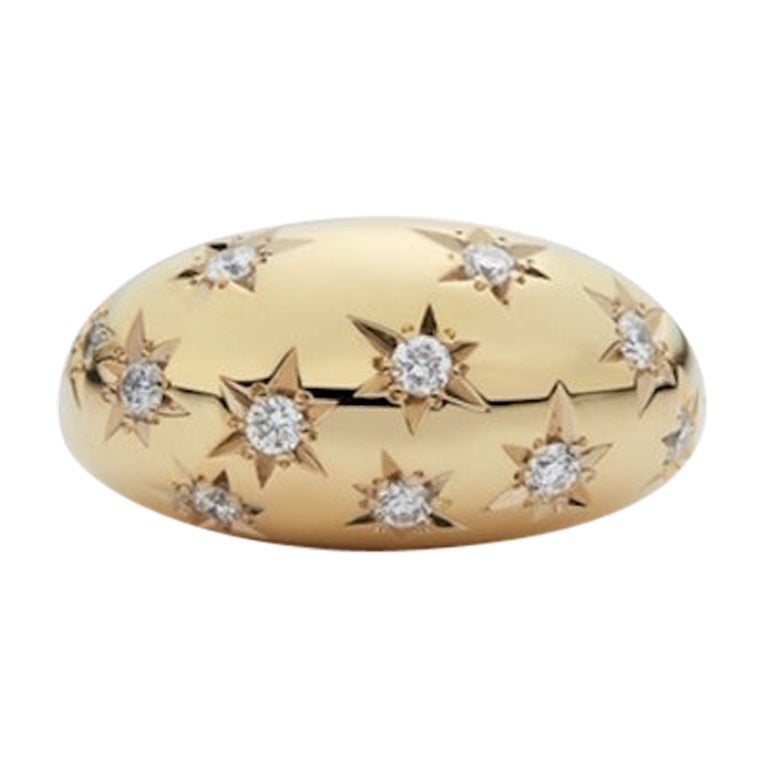 For Sale:  Garland Collection Yellow Gold and Star Set Diamond Dome Ring