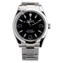 Rolex Stainless Steel Explorer Black Dial Random Serial Automatic Wristwatch