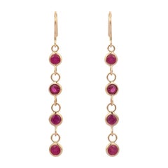 Vintage Ruby Dangle Earrings in 18 Karat Yellow Gold