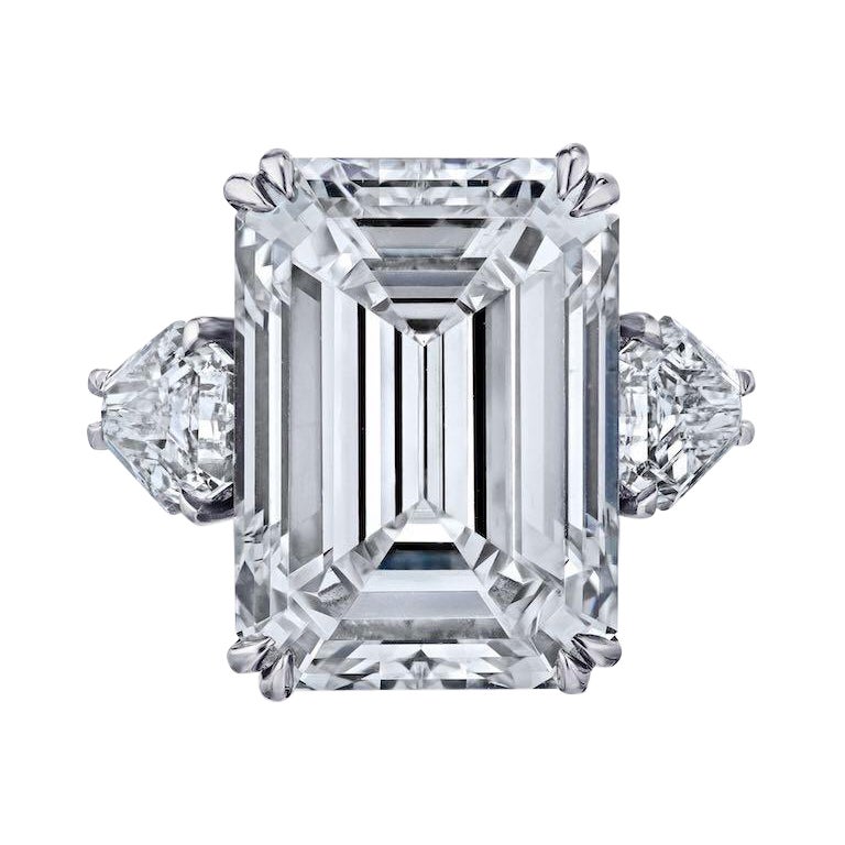 GIA Certified 20 Carat Emerald Cut Diamond Engagement Ring For Sale