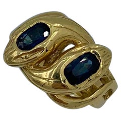 Natural Sapphire Snake Ring Antique Victorian French 18 Karat Gold