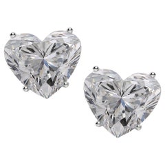 GIA Certified 6 Carat Heart Shape Diamond Studs