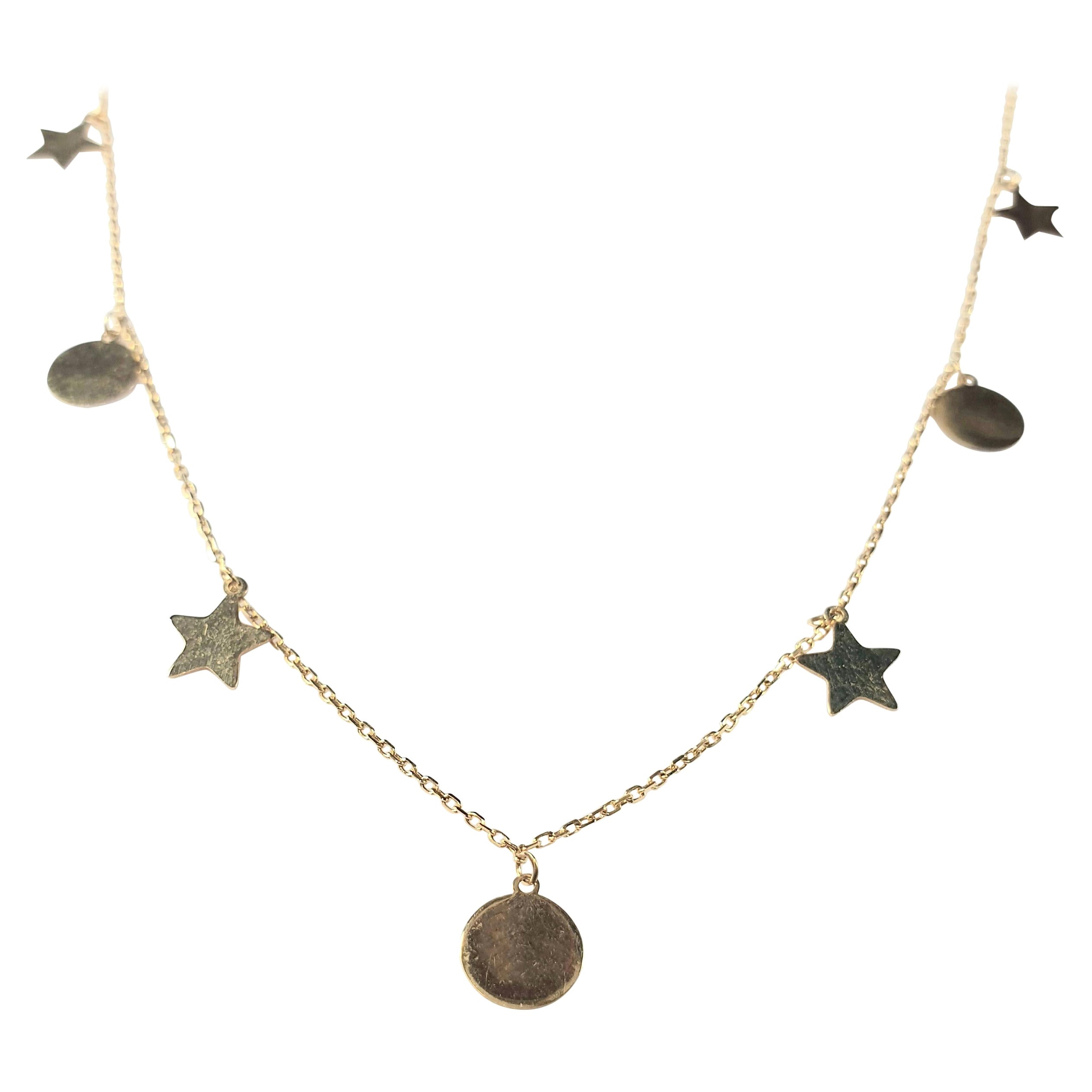 Seestern-Charm-Kollektion mit Tokens-Halskette aus 18 Karat Gelbgold