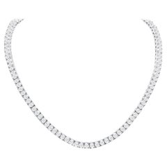 Collier Tennis ovale 20ct, diamants naturels (F-G, VS-SI1) en or 18k de 18 pouces