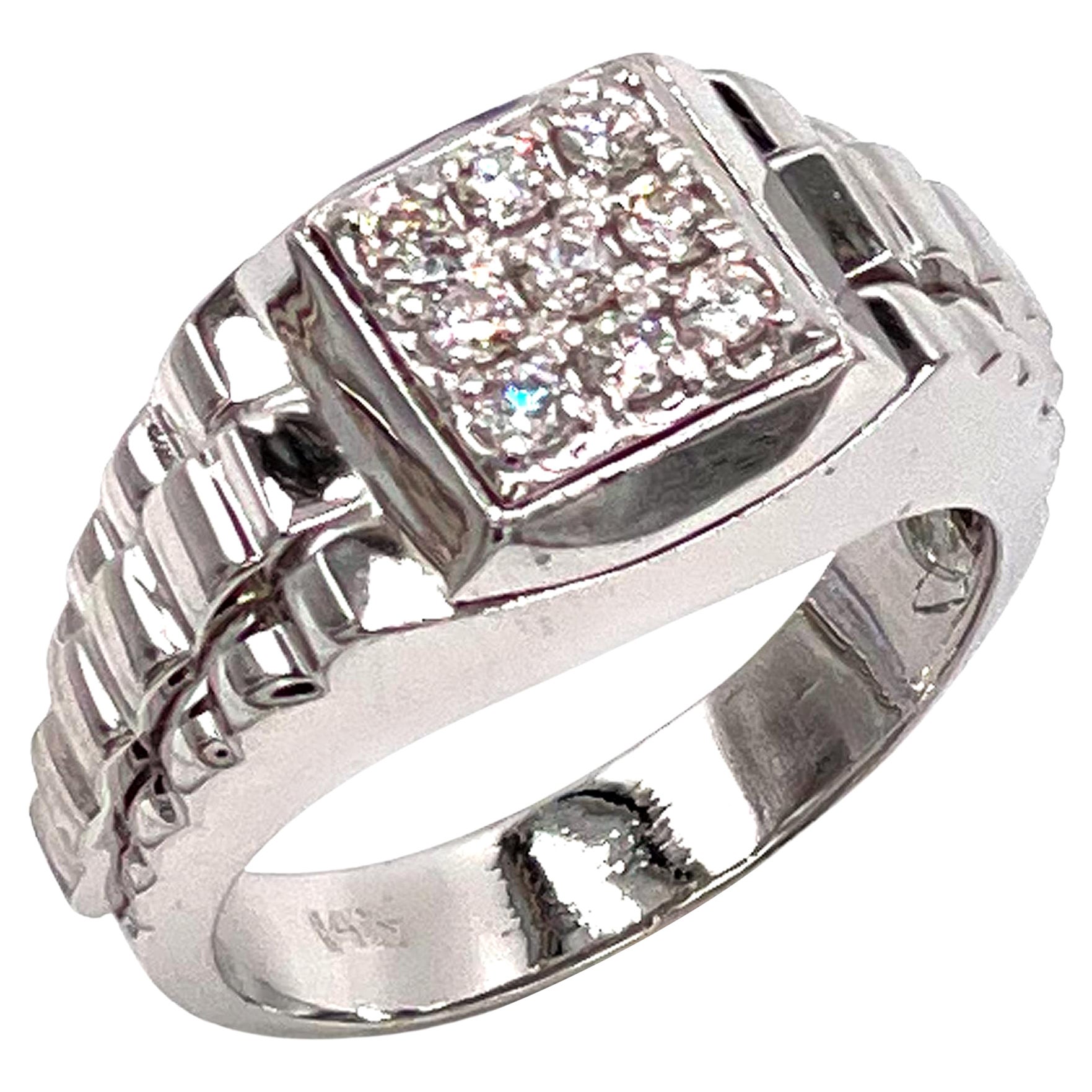 14K Men's Ring with Diamonds For Sale