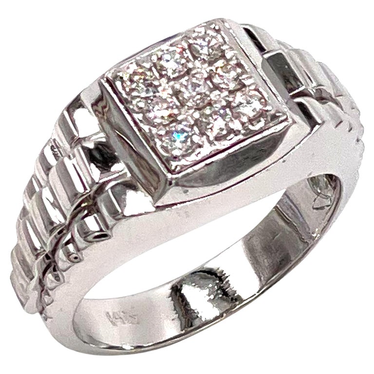 14K Men's Ring with Diamonds For Sale at 1stDibs
