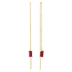 Boucles d'oreilles pendantes en or massif 14k avec grenat, boucles d'oreilles en or en chaîne