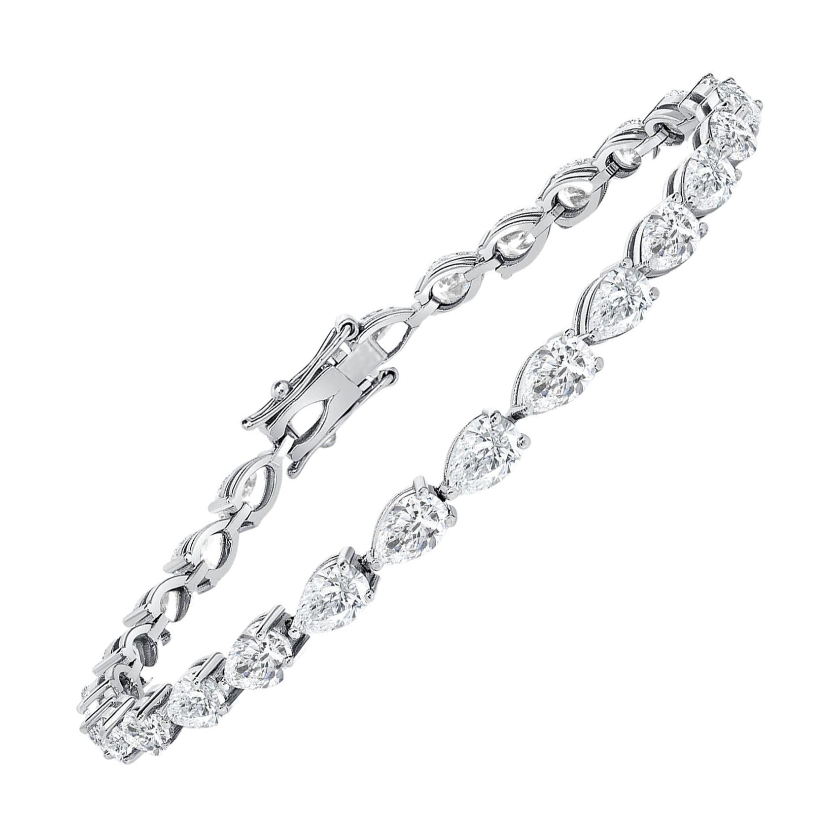 18k 4,53cttw Weißgold Birnenförmiges Diamant-Tennisarmband (F-G, Vs)